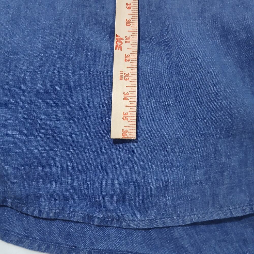 Eileen Fisher Linen Dress Size Small Blue Sleeveless Strappy Tie Waist Fit Flare - Picture 15 of 16